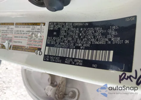 2005 Toyota Highlander z USA, uszkodzony, nr VIN JTEDD21A350113324